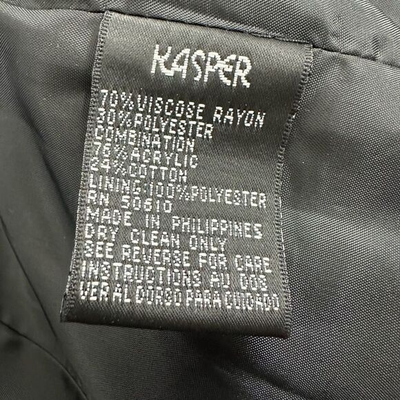 Kasper 10 Skirt Suit Set Charcoal Gray Wrap Front Fur Trim Jacket & Pencil Skirt - Picture 9 of 13
